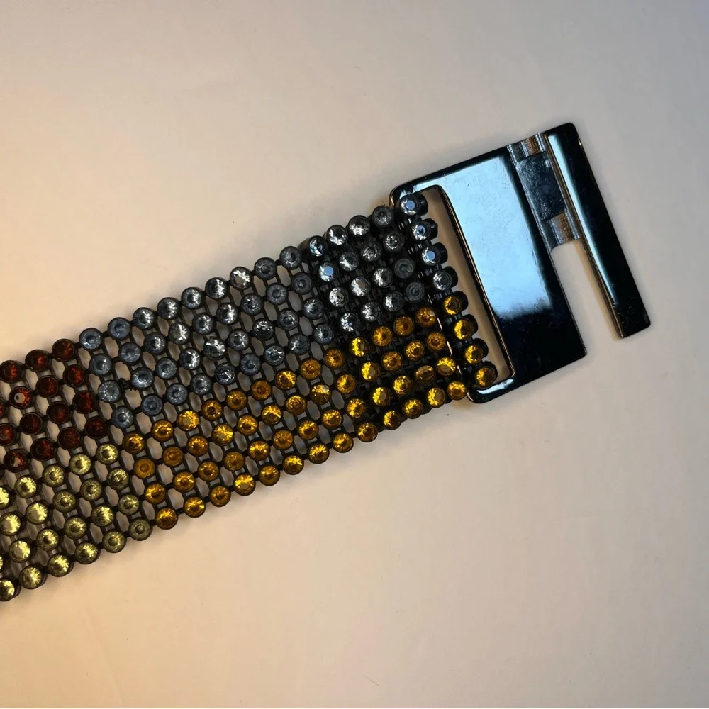 Beaded Stretch‎ Disco Belt Clasp Closure Multi-Colored Stretchy Color Block
